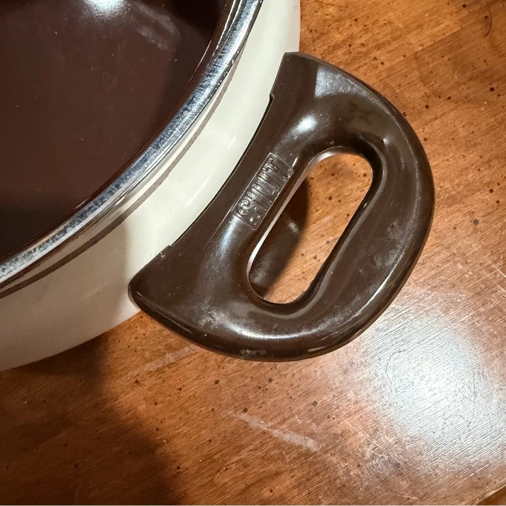 Silit Enamel Floral Dutch Oven with Lid, Double Handle, Oven-Proof, Cream Brown